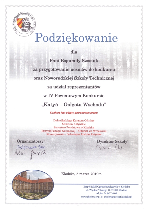 Konkurs powiatowy Katy�-Golgota Wschodu